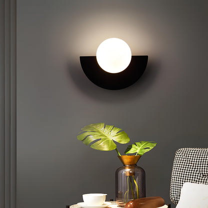 Nordic Style Metal Wall Lamp with semicircle shape, LED light, available in Black, Cool White, Green, Red, Warm White, Yellow