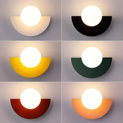 Nordic Style Metal Wall Lamp with semicircle shape, LED light, available in Black, Cool White, Green, Red, Warm White, Yellow