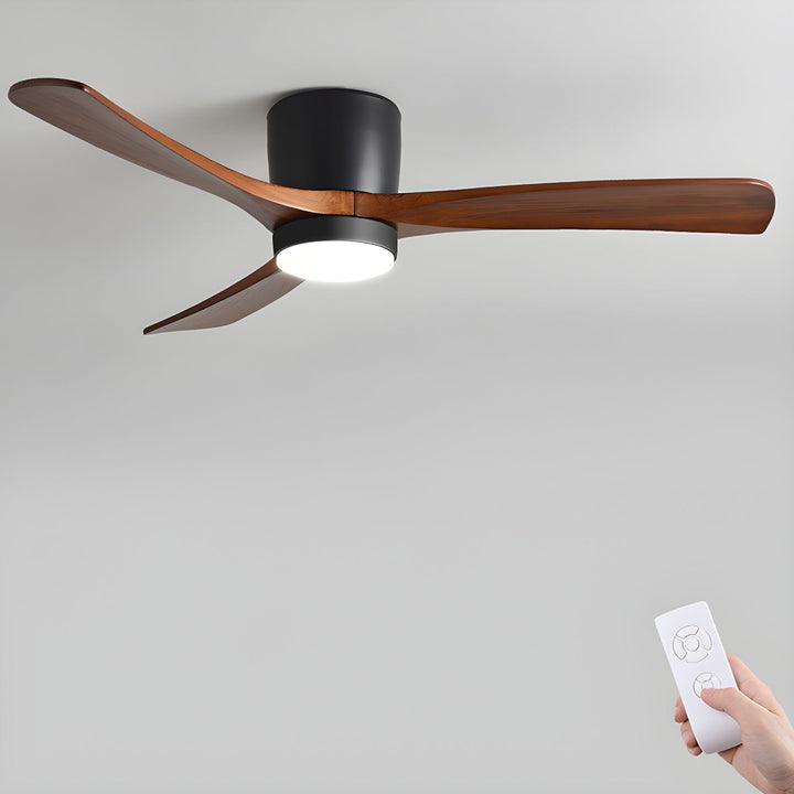 Functional ceiling lamp & fan. Wooden sycamore blades, bright LED, remote for ultimate comfort.