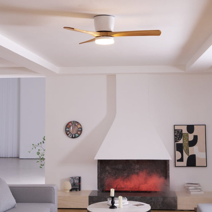 Scandinavian wooden ceiling fan with remote LED. Sycamore blades provide natural home comfort.