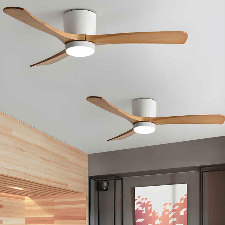 Home essential: wooden ceiling fan with remote LED. Quiet operation, sycamore blades, Nordic style.