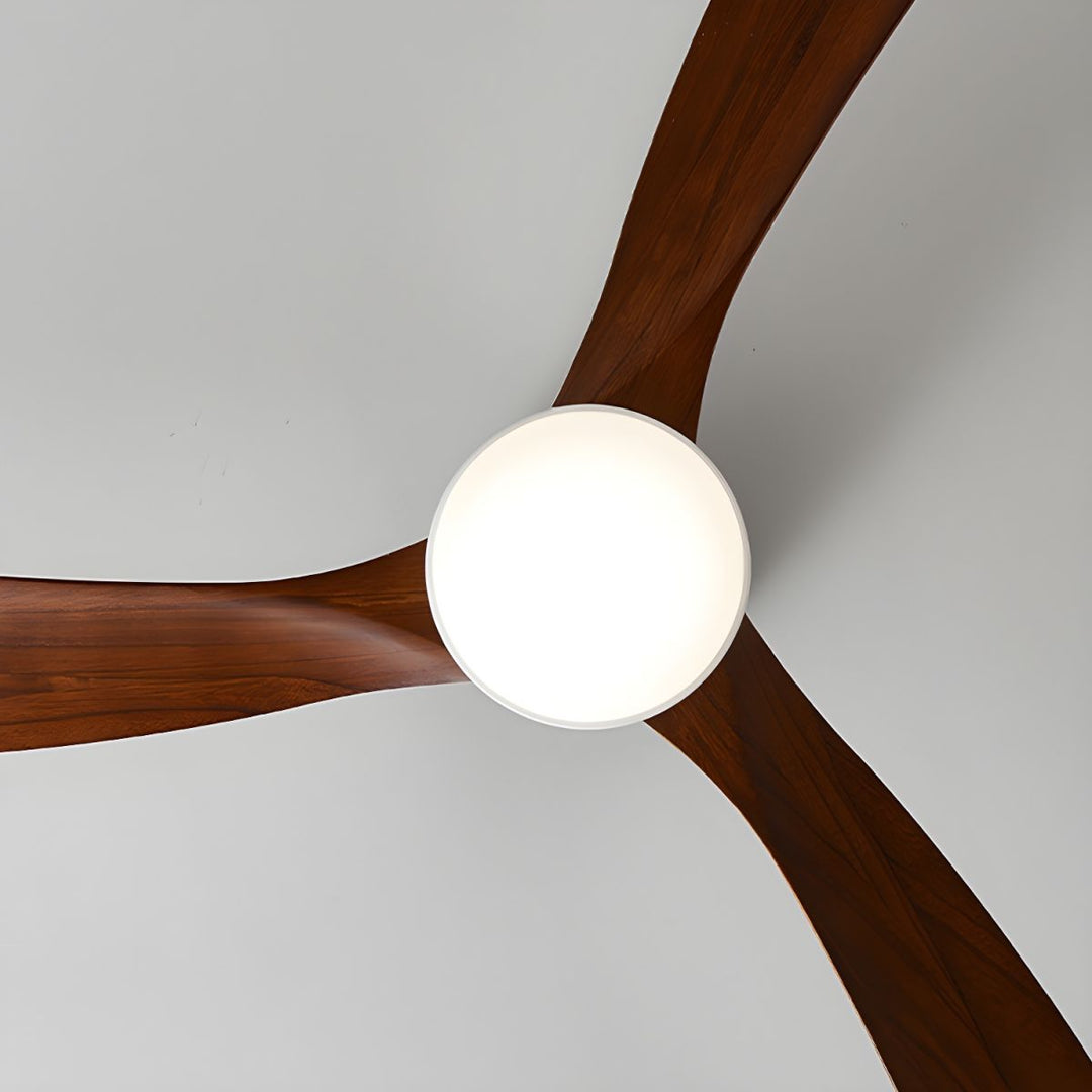 Unisex wooden ceiling fan with remote-controlled LED. Modern Nordic look for bedrooms & living rooms.