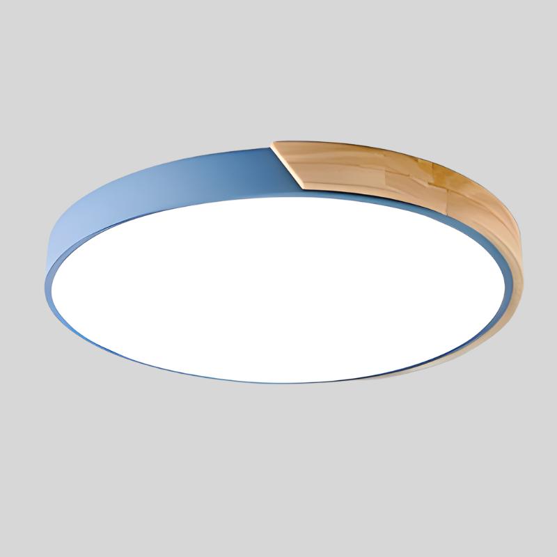 Contemporary LED ceiling lamp, wooden macaroon design, adds a touch of Nordic style.