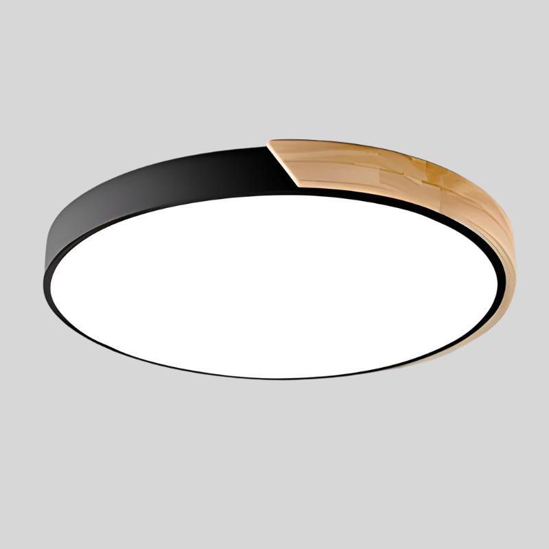 Wooden macaroon ceiling lamp with Nordic charm, modern LED light for stylish bedrooms.