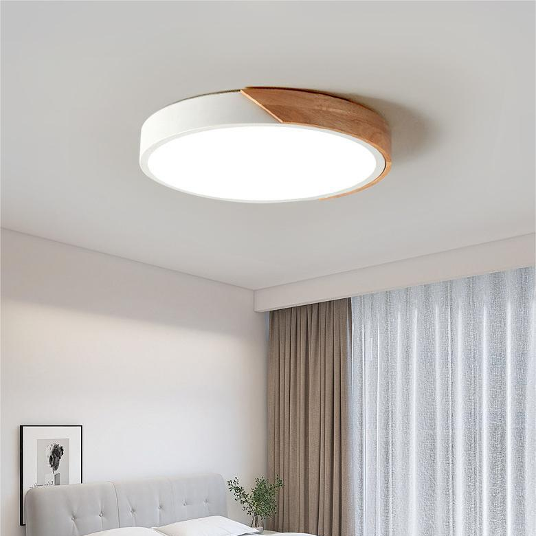 Stylish Nordic wooden LED ceiling lamp, macaroon style, great for modern interior design.