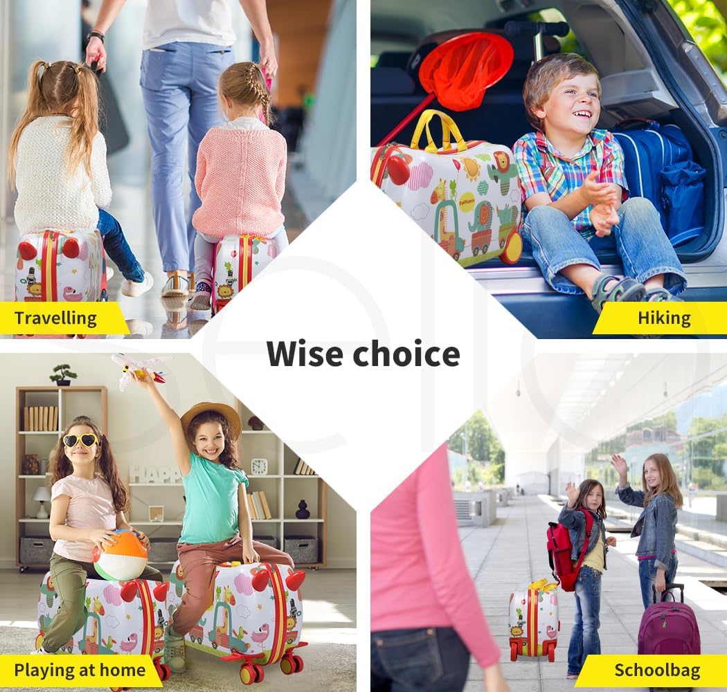 Engaging octopus kids' ride-on luggage, a 2-in-1 scooter suitcase for easy airport navigation.