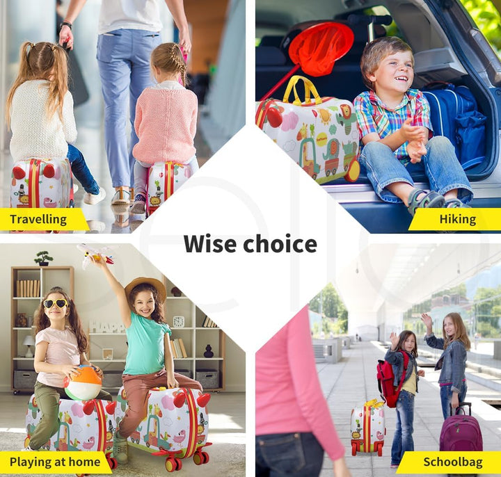 Engaging octopus kids' ride-on luggage, a 2-in-1 scooter suitcase for easy airport navigation.