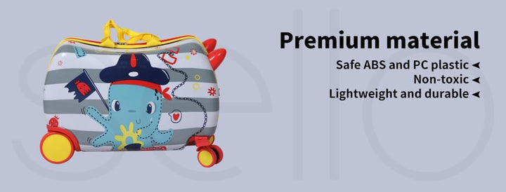Toddler travel bag: Octopus 2-in-1 ride-on scooter suitcase, perfect for kids' adventures.