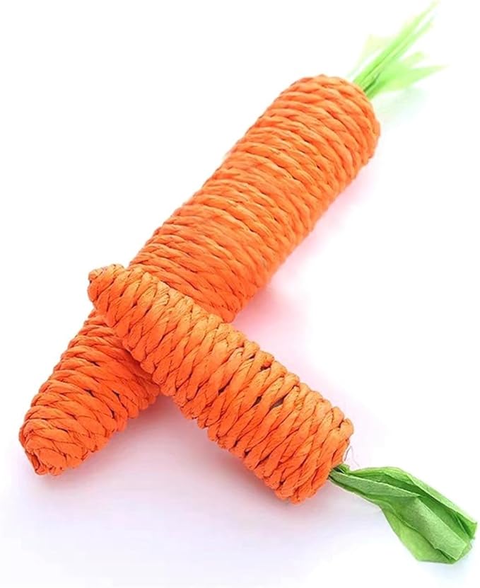 Interactive sisal carrot cat toy for scratching & play, promoting feline enrichment.