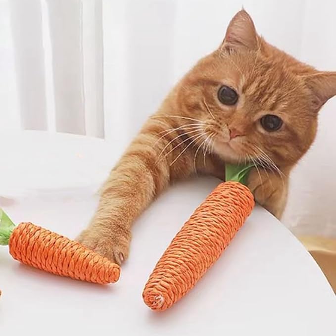 Durable sisal carrot cat scratching post, a fun and interactive pet supply for cats.