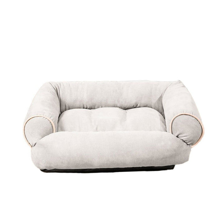 Luxurious orthopedic dog bed with high bolsters, offering calming comfort & joint support for senior dogs.