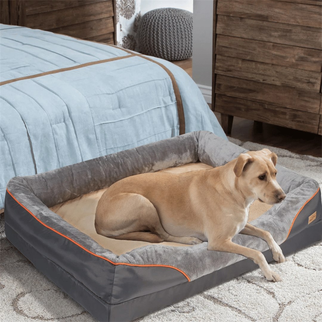 XL orthopedic memory foam dog bed for large breeds, therapeutic comfort with a washable cover.