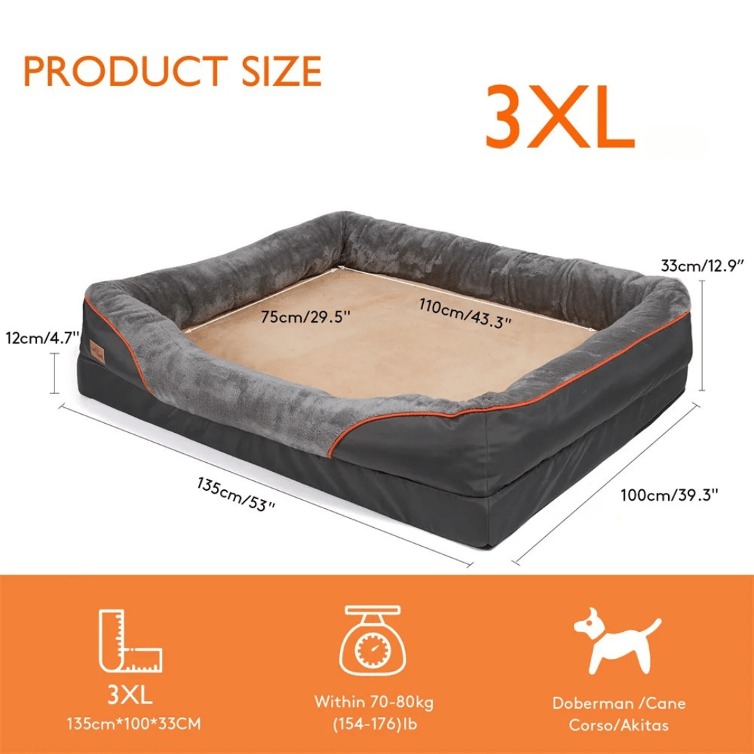 High-quality orthopedic memory foam dog bed for large breeds, ensures superior joint support.
