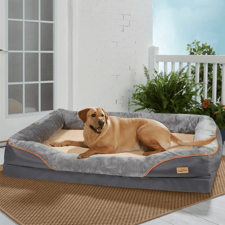 Comfy memory foam dog bed for large breeds, ensuring therapeutic joint support and restful sleep.
