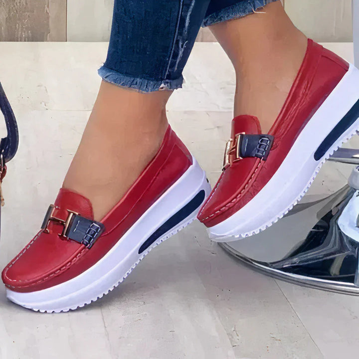 Orthopedic women's slip-on walking shoes for comfort and foot health, breathable design.