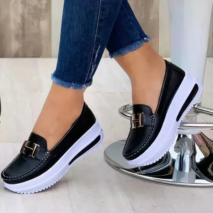 Breathable women's comfort footwear, orthopedic and supportive for daily walking activities.