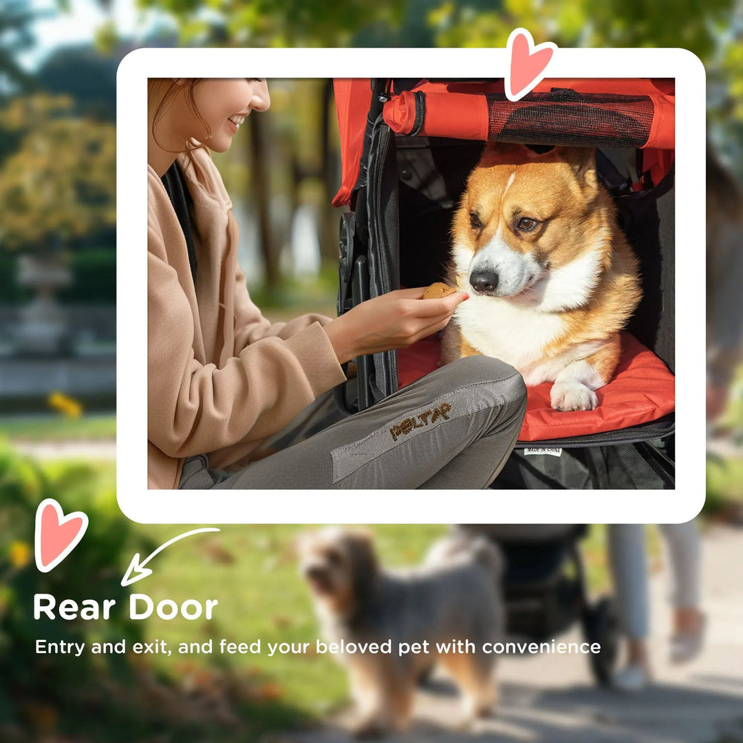 Wheeled pet carrier, ideal for outdoor adventures & travel with your dog. Easy-fold design & secure pet transport.