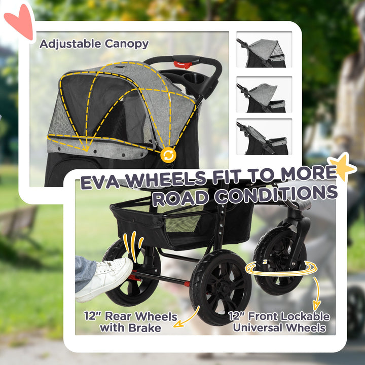 Comfortable adventure dog stroller, easy to maneuver, for walks & exploring nature with your beloved pet.