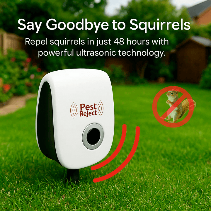 Packaged outdoor ultrasonic squirrel repeller, your solution for rodent deterrent.