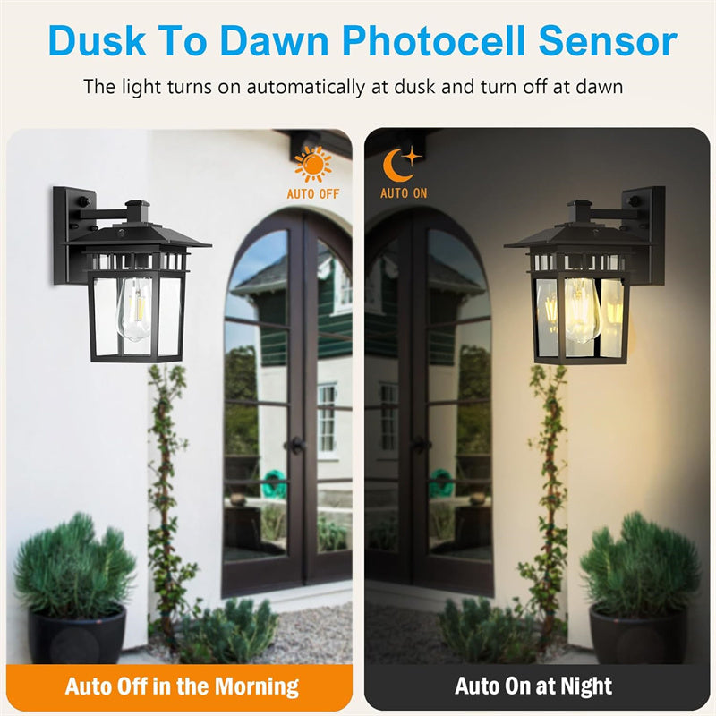 Waterproof outdoor wall lantern, black copper aluminum exterior lamp for patio, porch, and garden.