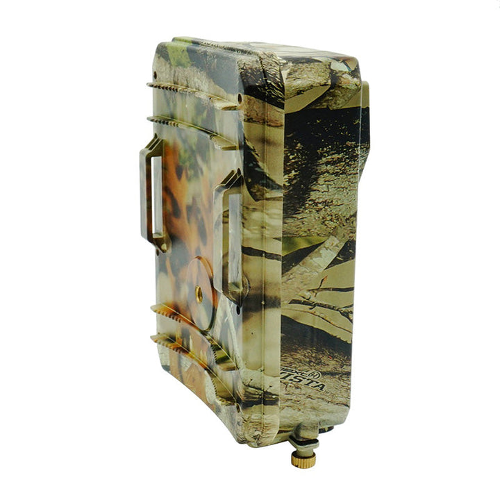 Rugged wildlife camera featuring HD video, fast motion detection, and clear night vision for trails.