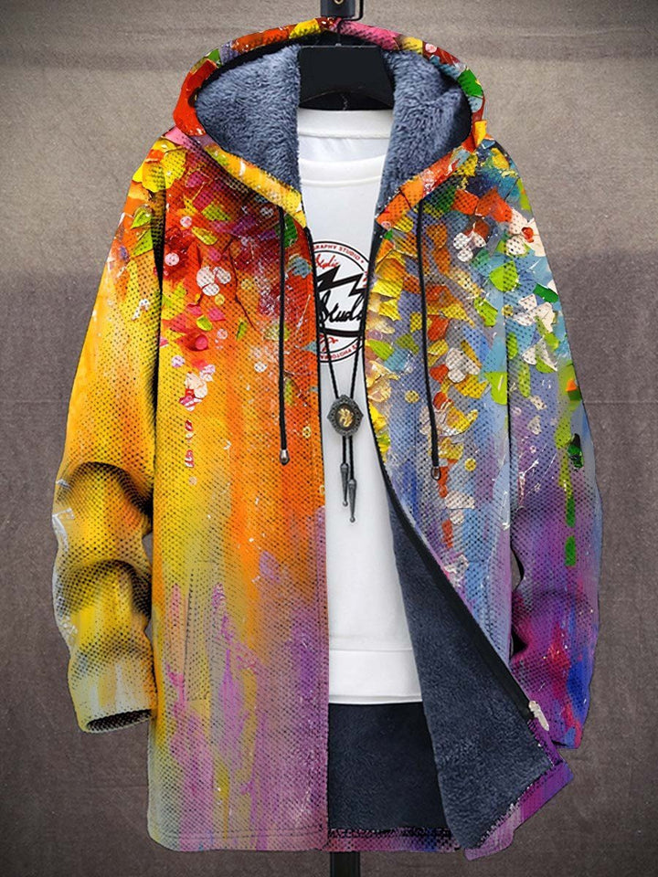 Oversized knit cardigan for women, featuring unique abstract art-inspired design & luxurious feel