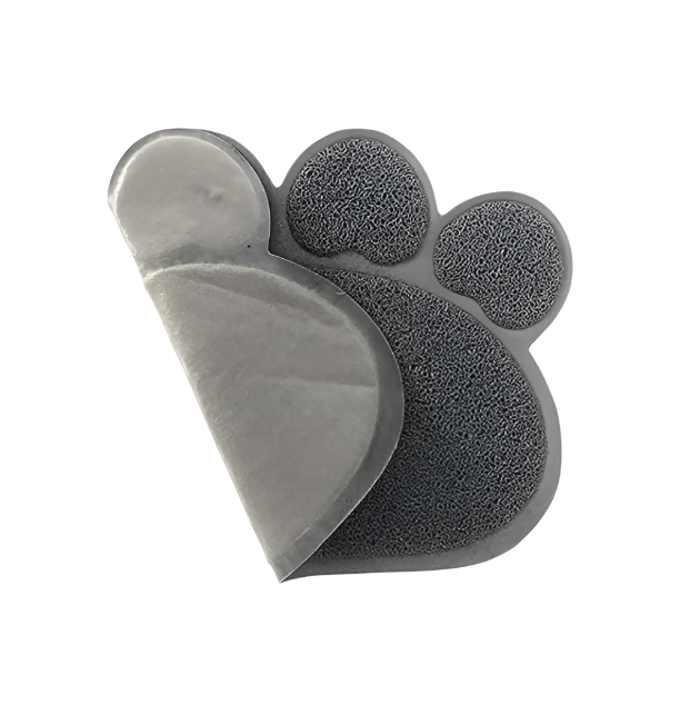 Cute paw print cat litter mat, a stylish pet accessory for clean floors & reduced scatter. Easy-to-clean litter catcher.