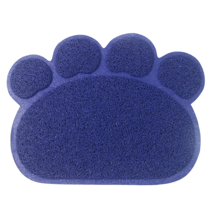 Durable pet litter mat with paw print design, reduces mess & keeps floors clean. Essential cat accessory for tidy homes.