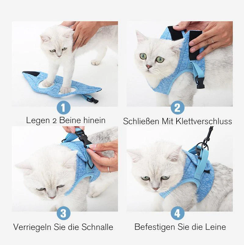 Durable pet cat harness with leash, designed for safe outdoor exploration & prevents escapes. Comfortable.