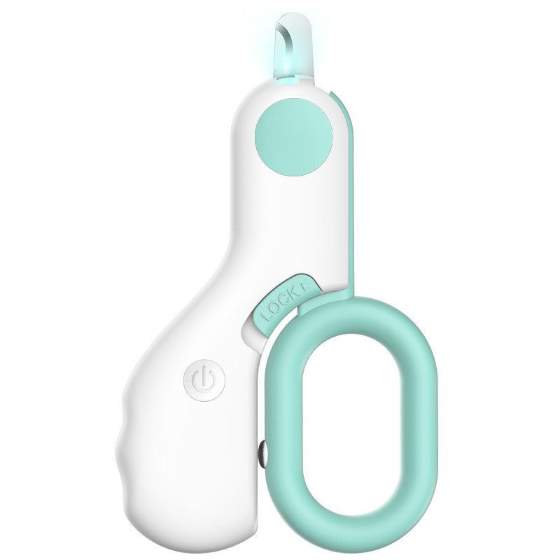 Professional cat nail clippers with LED & adjustable length, essential pet care grooming tool.