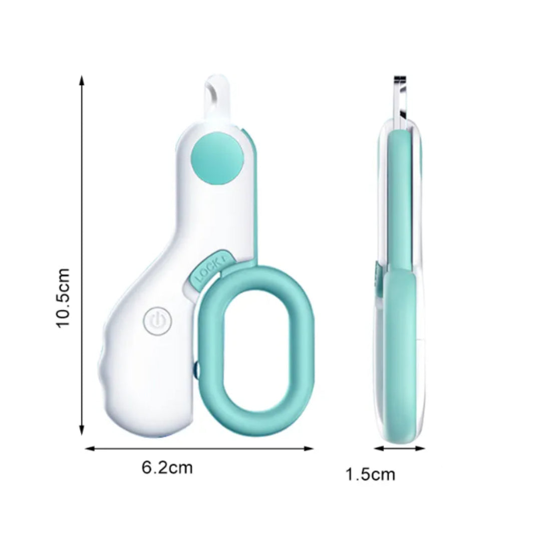 Durable pet cat nail trimmer with bright LED illumination and adjustable length for easy claw care.