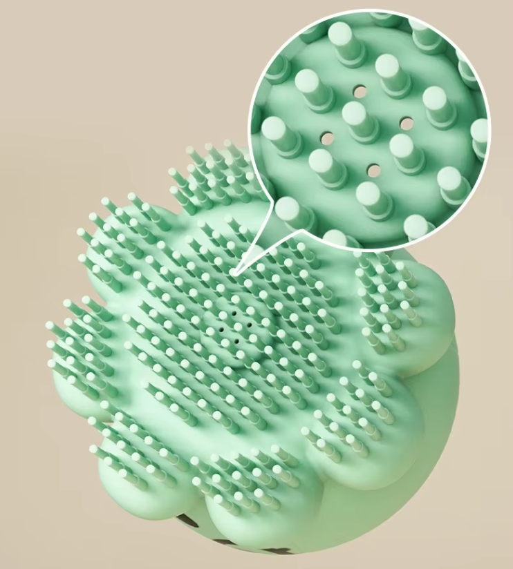 Make bath time easy with this pet grooming brush. Shampoo dispenser for dog & cat cleaning and gentle detangling.