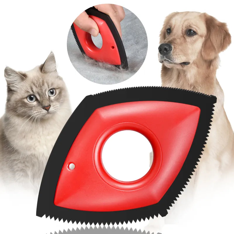 Pet hair remover with ergonomic handle, ideal for furniture, clothes & upholstery. Reusable fur & lint cleaning tool.