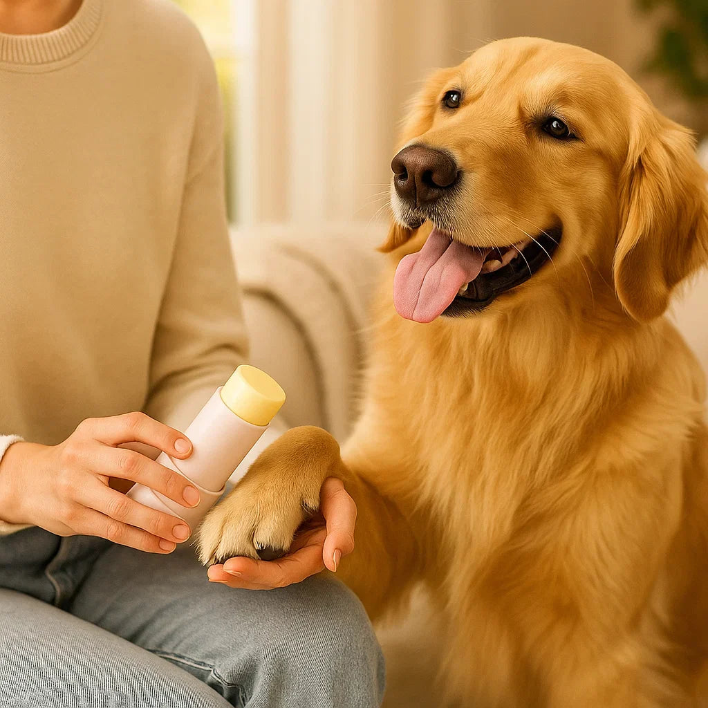 Pet's Paw & Nose Balm Stick. Soothes dry, cracked dog & cat paws and noses. Moisturizes & protects skin.