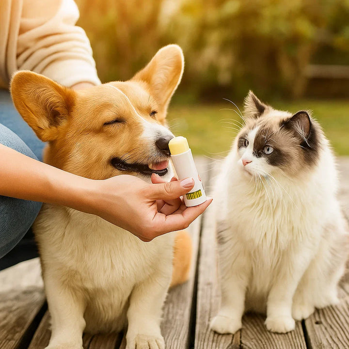 Easy-apply Paw & Nose Balm Stick for dry, cracked pet skin. Natural relief for dogs, cats, and more.