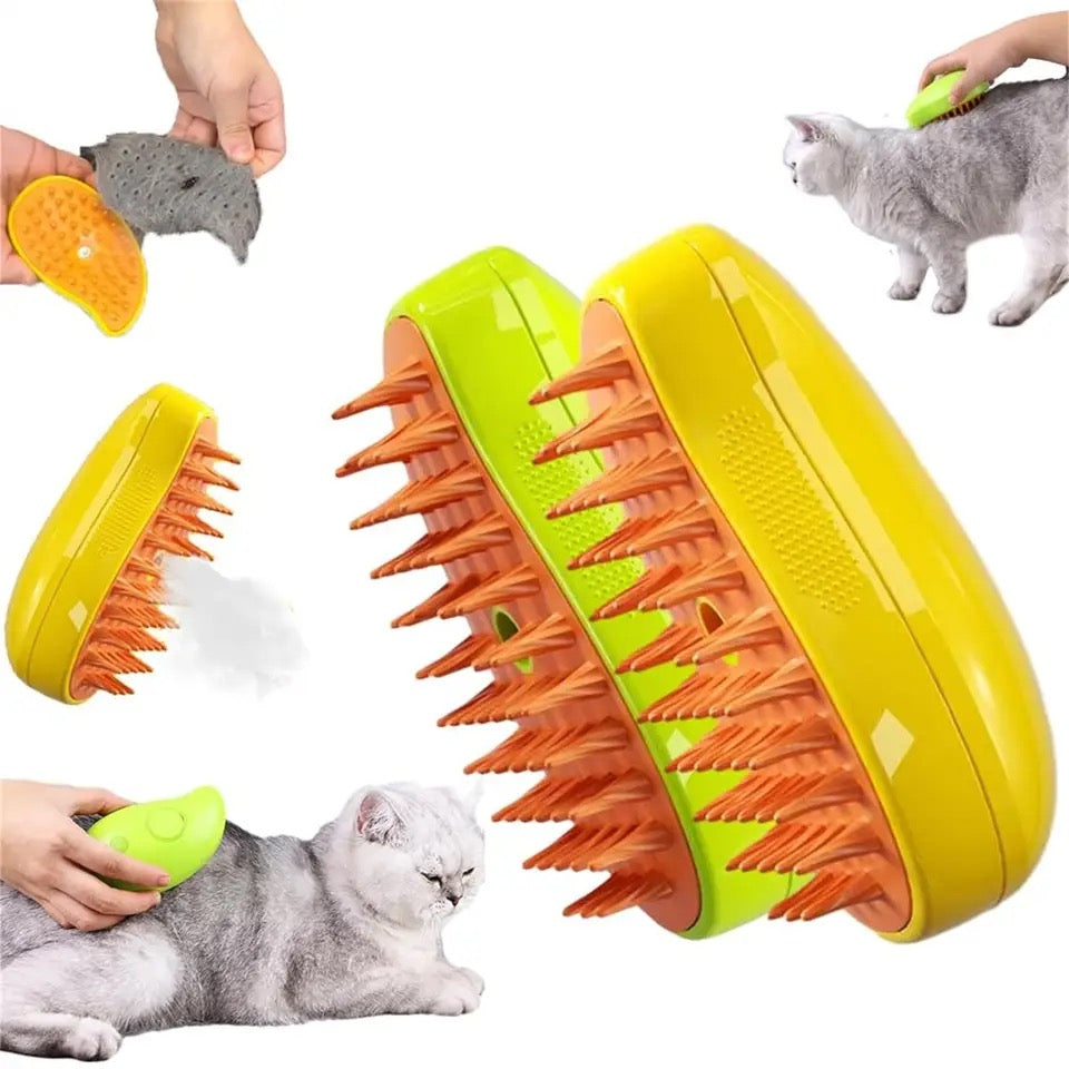 Pet Steam Grooming Brush for dogs & cats, gentle detangling, shedding, and shiny coats.