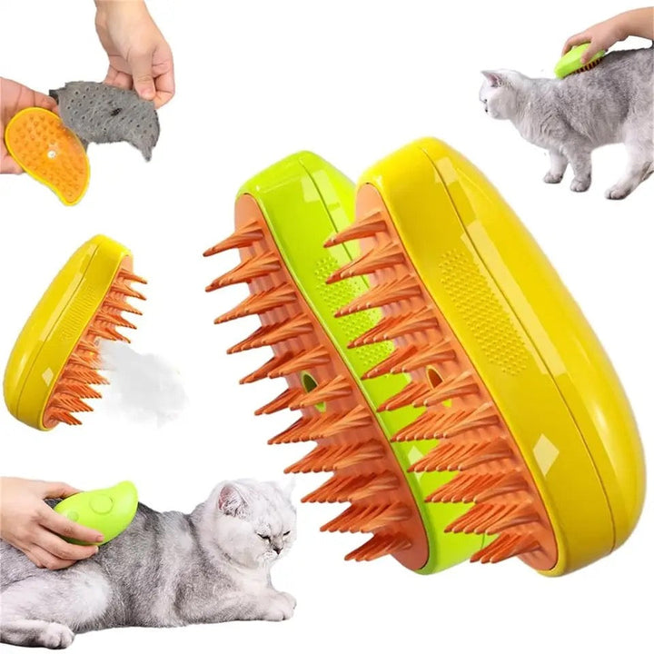 Pet Steam Grooming Brush for dogs & cats, gentle detangling, shedding, and shiny coats.