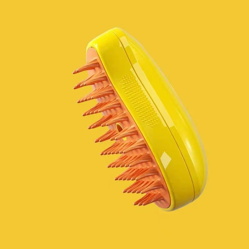 Steam brush for pet grooming, achieving shiny coats and gentle detangling for dogs & cats.
