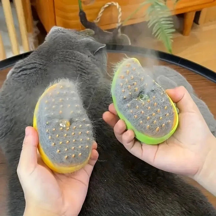 Dog grooming steam brush: detangle knots, reduce shedding & provide a relaxing massage.
