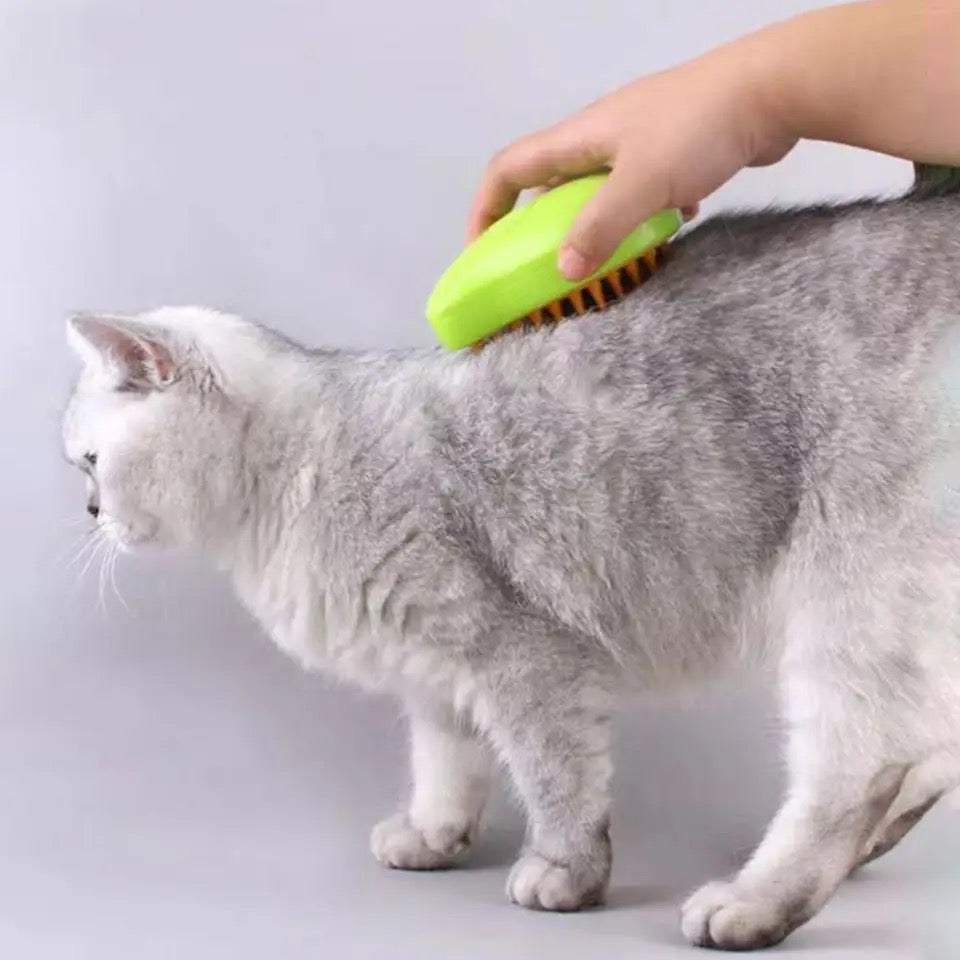 Pet massager steam brush for dogs & cats, detangling fur and enhancing coat shine & health.
