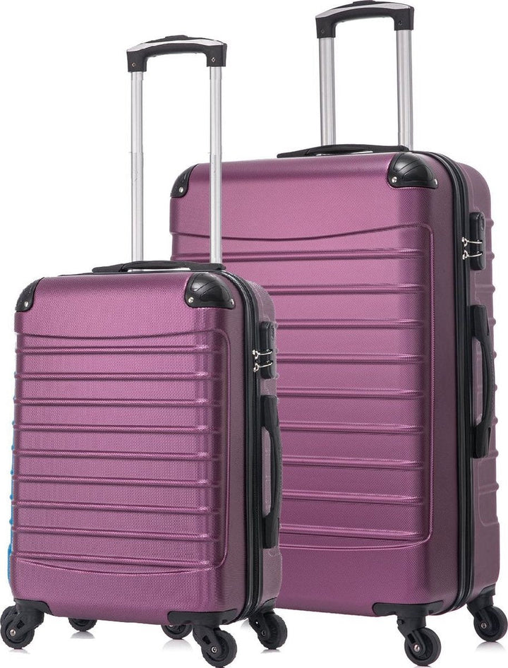 Durable pink hardside 2-piece luggage set with smooth spinner wheels for easy travel.