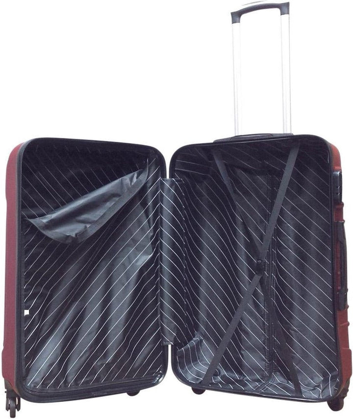 Pink 2-piece hardside spinner luggage set. Durable travel bags for airport & vacation essentials.