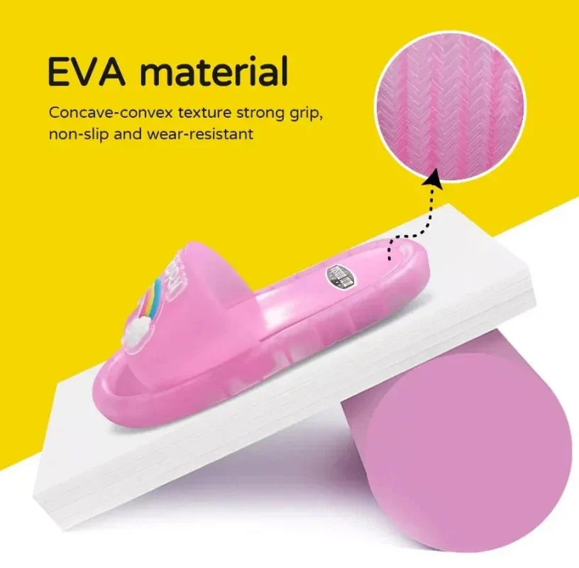 Adorable girls' light-up unicorn slippers with plush comfort & sparkling LED lights for imaginative play.