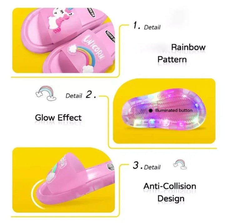 Infant and junior light-up unicorn shoes, soft & colorful, making playtime magical with every step.