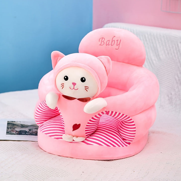 Fun and safe soft baby chair, offering comfortable back support for infants. Essential sitting aid.