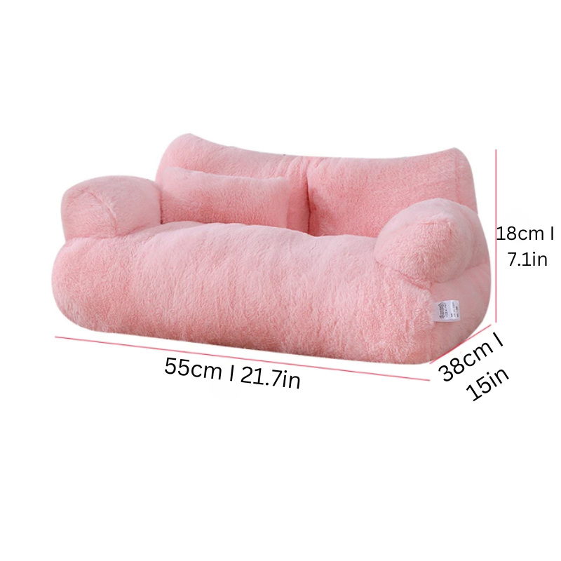 Close-up of the ultra-soft plush fabric of the luxury calming dog & cat bed.
