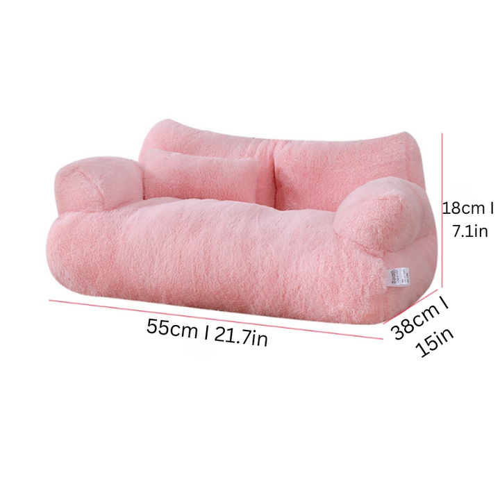 Close-up of the ultra-soft plush fabric of the luxury calming dog & cat bed.