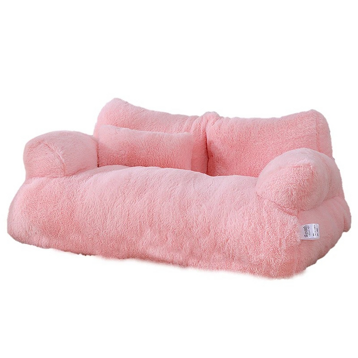 Beige luxury calming dog & cat bed, providing ultimate comfort for small & medium pets.