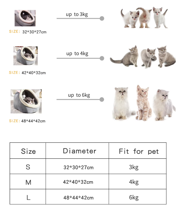 Premium pet supplies: Cozy plush cat cave igloo bed for ultimate feline comfort, featuring a fun play ball.