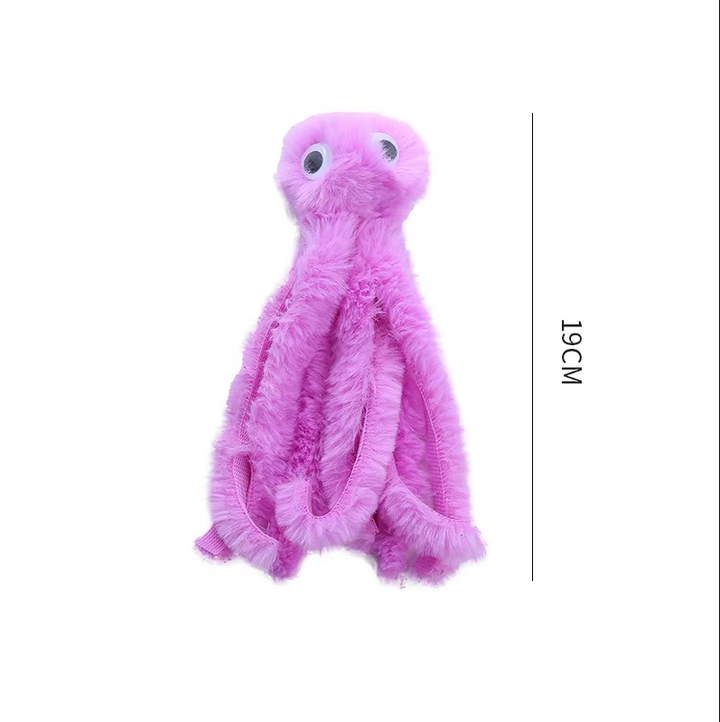 Engaging plush octopus catnip toy for kittens & cats; features wiggling tentacles for stimulating pet enrichment.